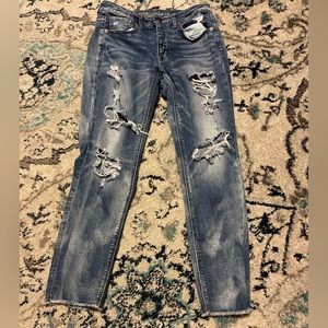 American Eagle Outfitters Tomgirl Jeans Women’s Heavily Distressed Button fly